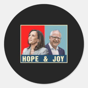 Kamala Harris Tim Walz 2024 Hope And Joy Classic Round Sticker