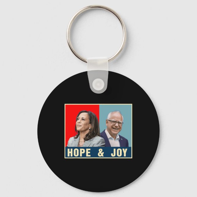 Kamala Harris Tim Walz 2024 Hope And Joy  Key Ring (Front)