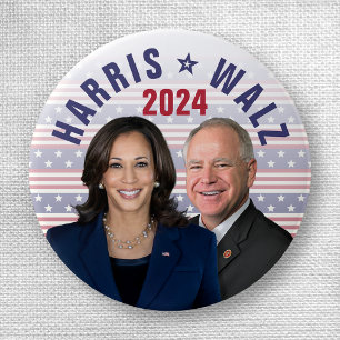 Kamala Harris Tim Walz 2024 President Vice Photos 3 Cm Round Badge