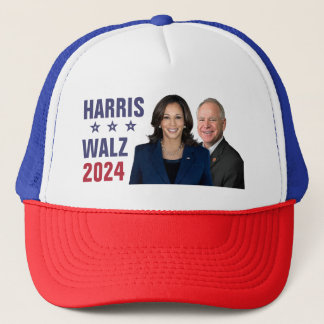 Kamala Harris Tim Walz 2024 President Vice Photos Trucker Hat