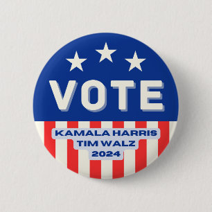 Kamala Harris - Tim Walz Circle 6 Cm Round Badge