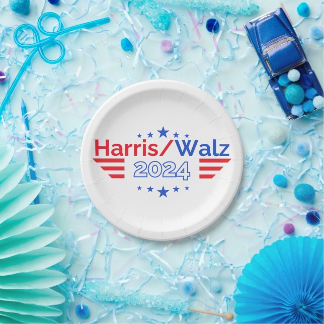 Kamala Harris Tim Walz Election 2024 Paper Plate (Party)