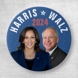 Kamala Harris Tim Walz President Vice 2024 Photos 3 Cm Round Badge