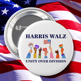 Kamala Harris Tim Walz Unity Over Division 6 Cm Round Badge