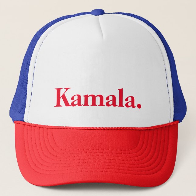 Kamala Harris Trucker Hat | Patriotic Red, White (Front)
