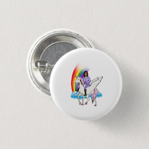 KAMALA HARRIS UNICORN AND RAINBOW 3 CM ROUND BADGE
