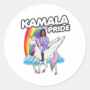 KAMALA HARRIS UNICORN PRIDE CLASSIC ROUND STICKER