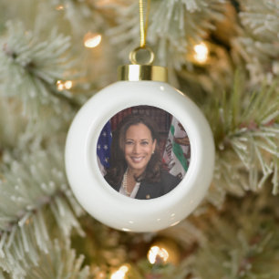 Kamala Harris US Vice President, Biden 2024 Ceramic Ball Christmas Ornament