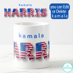 Kamala Harris USA Flag Balloon Alphabets Elections Coffee Mug