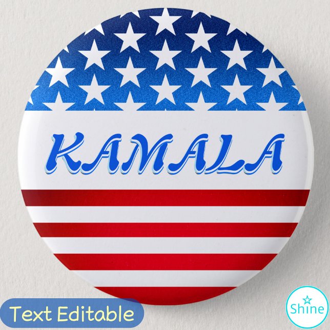 Kamala Harris USA Flag Custom Text Elections 2024 6 Cm Round Badge (Creator Uploaded)