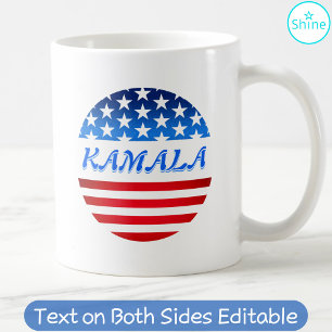 Kamala Harris USA Flag Custom Text Elections 2024 Coffee Mug