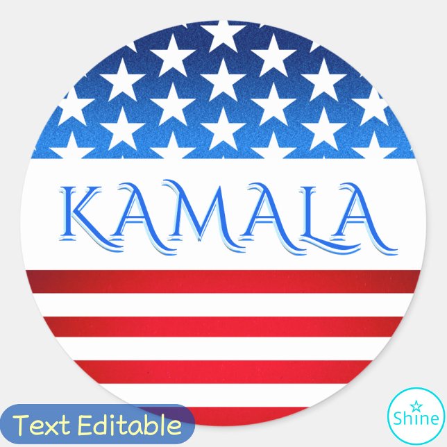 Kamala Harris USA Flag Democrats Personalised Text Classic Round Sticker (Creator Uploaded)