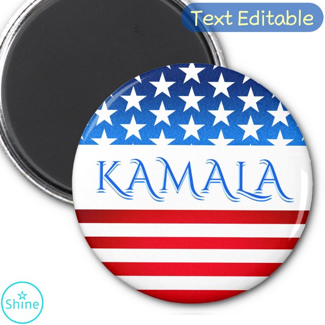 Kamala Harris USA Flag Democrats Personalised Text Magnet (Creator Uploaded)