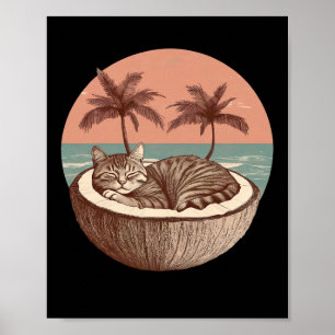 Kamala Harris Vintage Cat Lady Coconut Tree Vote E Poster