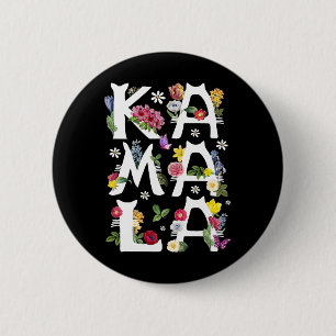 Kamala Harris Vintage Floral Cat Letters President 6 Cm Round Badge