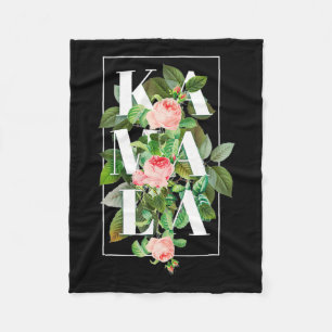 Kamala Harris Vintage Floral Feminine First Female Fleece Blanket