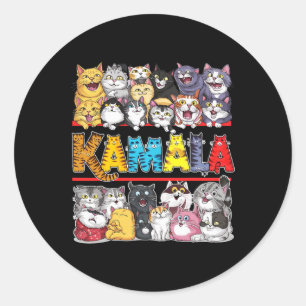 Kamala Harris Waltz 2024 Childless Cat Lady Funny  Classic Round Sticker