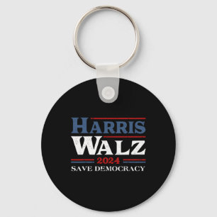 Kamala Harris Waltz 2024 Election Save Democracy Key Ring