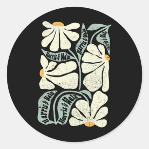 Kamala Harris Waltz Hand Drawn Flower Brighter Tom Classic Round Sticker