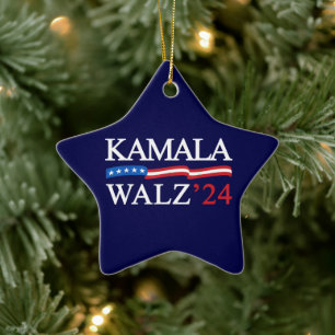 Kamala Harris Walz 2024 Obviously Blue Ceramic Tree Decoration