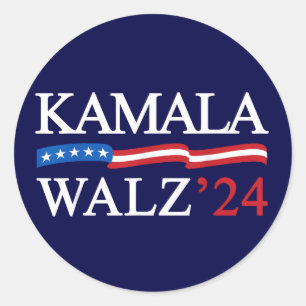 Kamala Harris Walz 2024 Obviously Blue Classic Round Sticker
