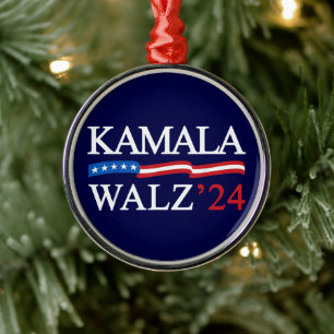 Kamala Harris Walz 2024 Obviously Blue Metal Tree Decoration