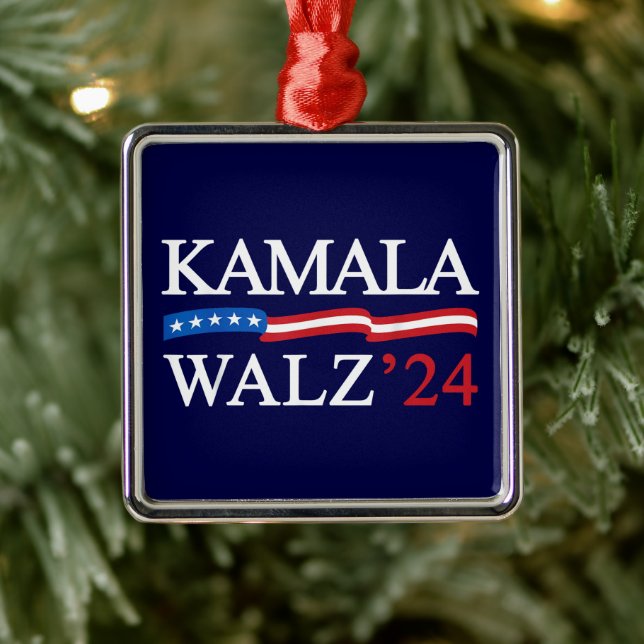 Kamala Harris Walz 2024 Obviously Blue Metal Tree Decoration (Tree)