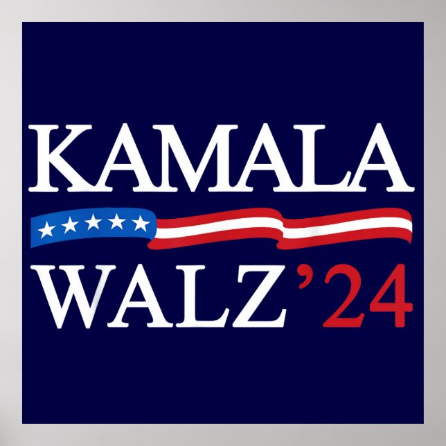 Kamala Harris Walz 2024 Obviously Blue Poster (Front)