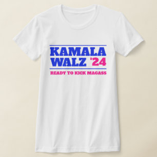 Kamala Harris Walz  2024 Pink and Blue T-Shirt