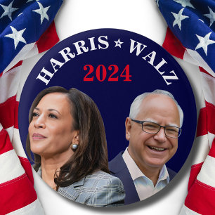 Kamala Harris Walz Photo -  President Vice Photos 3 Cm Round Badge