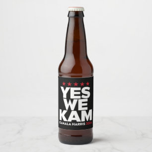 Kamala Harris Yes We Kam for US President 2024 Beer Bottle Label