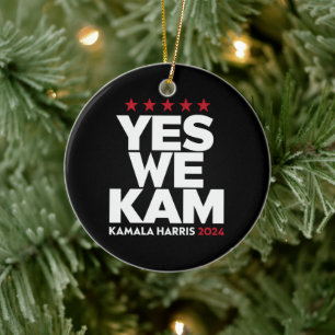 Kamala Harris Yes We Kam for US President 2024  Ceramic Tree Decoration