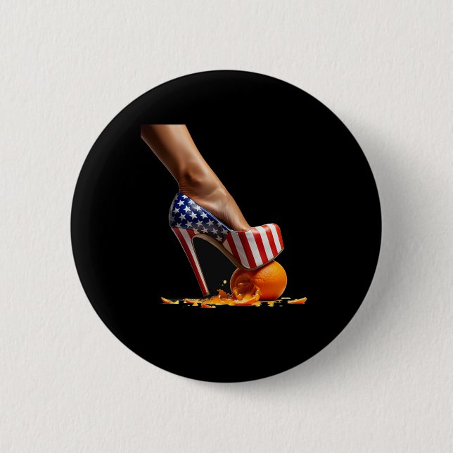 Kamala Heels Stepping On Orange  6 Cm Round Badge (Front)