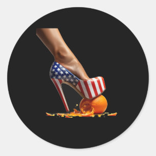 Kamala Heels Stepping On Orange Classic Round Sticker