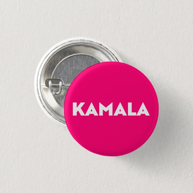kamala hot pink white modern bold typography 3 cm round badge (Front & Back)
