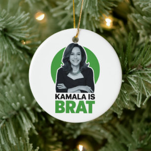 Kamala is Brat Funny Sarcastic Ceramic Tree Decoration