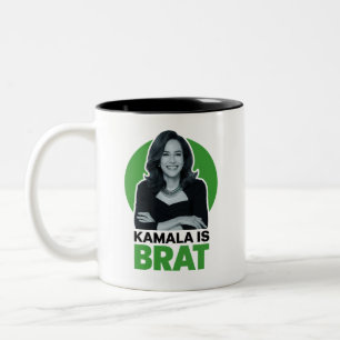 Kamala is Brat Funny Sarcastic Two-Tone Coffee Mug