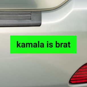 kamala is brat modern typography black neon green bumper sticker
