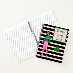 Kamala is my sister pink and black notebook