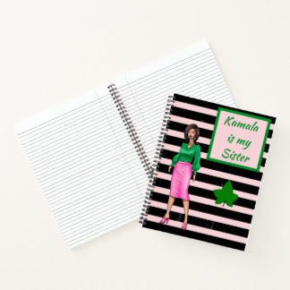 Kamala is my sister pink and black notebook