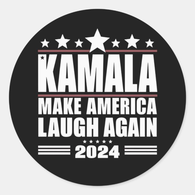 Kamala Make America Laugh Again American Flag 2024 Classic Round Sticker (Front)