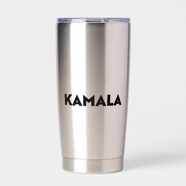 Kamala minimalist modern black bold typography insulated tumbler (Front)