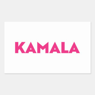Kamala modern bold typography hot pink and white rectangular sticker