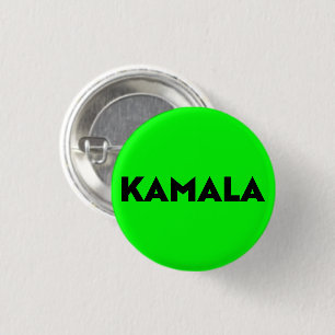 kamala modern bold typography neon green brat 3 cm round badge