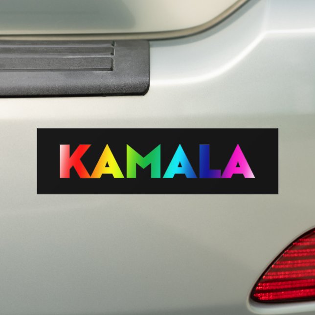 Kamala modern rainbow gradient typography black bumper sticker (On Car)