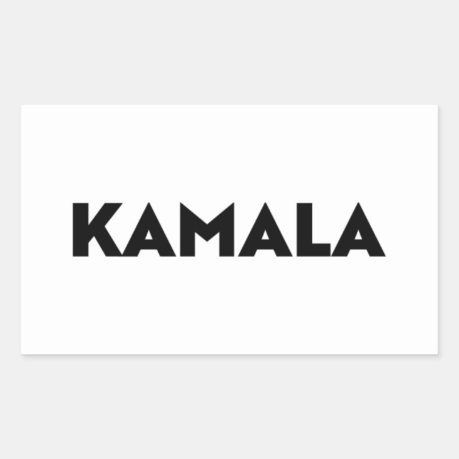 Kamala modern typography minimalist black white rectangular sticker (Front)