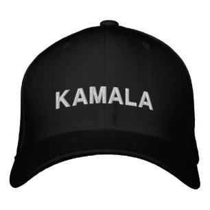 Kamala modern white typography custom embroidered hat