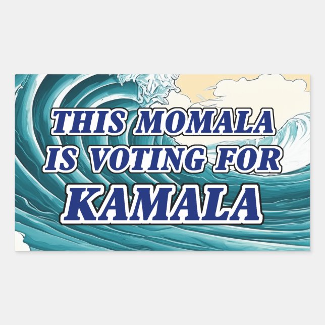 Kamala Momala Blue Wave Rectangular Sticker (Front)