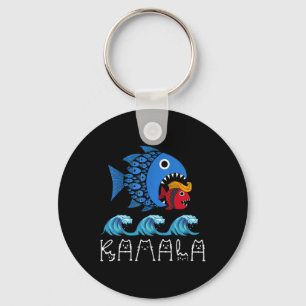 Kamala Over Trump Blue Wave Big Fish Eats Small Fi Key Ring