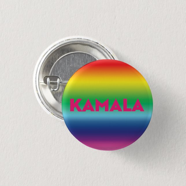 Kamala pink typography rainbow gradient pattern 3 cm round badge (Front & Back)